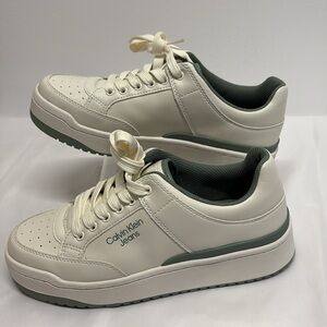 Calvin Klein jeans Cream and Green Sneakers women’s size 8.5 New